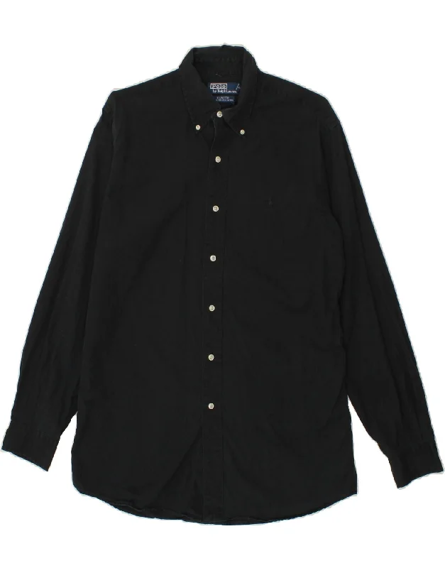 POLO RALPH LAUREN Mens Ellington Shirt Medium Navy Blue Cotton-- Elegant Classic Vintage