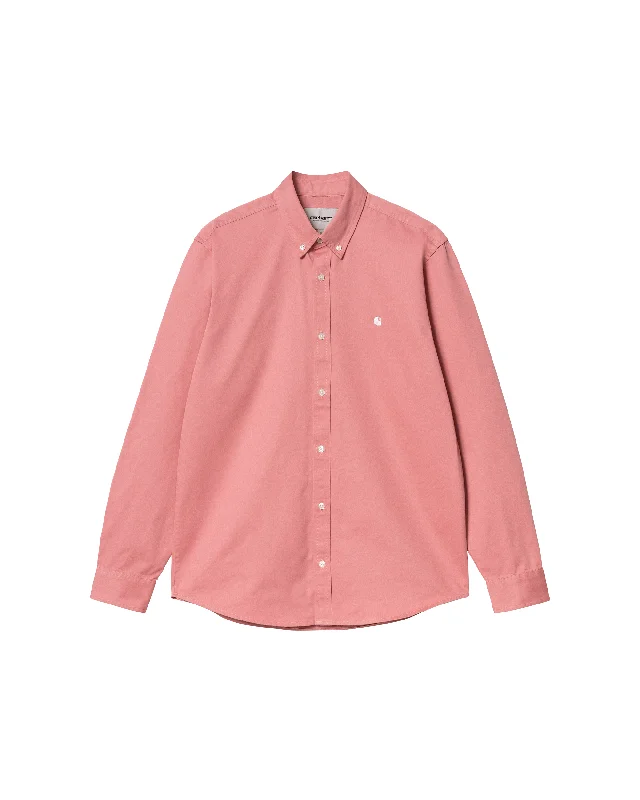 L/S Madison Shirt - Dusty Rose / Wax-- Zippered Front Buttoned Front Snap Front