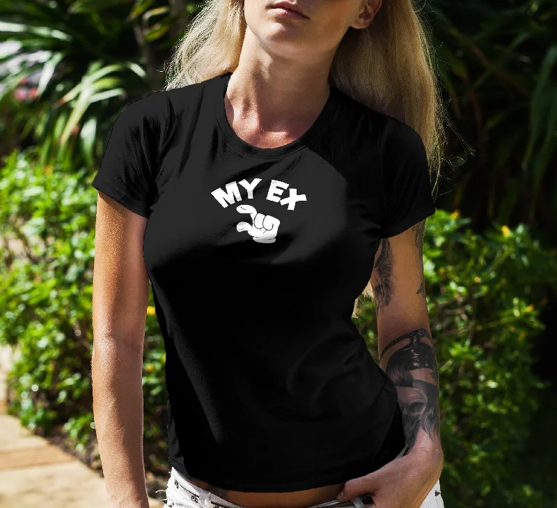My Ex Shirt Small Penis Ex Boyfriend Ex Husband Funny Bachelorette Party Bridal Gift Womens Tee Shirt-- Ribbed Striped Patterned