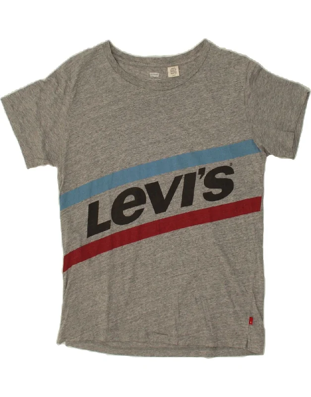 LEVI'S Mens Graphic T-Shirt Top Small Grey -- Basic T-Shirt Crew Neck Short Sleeve
