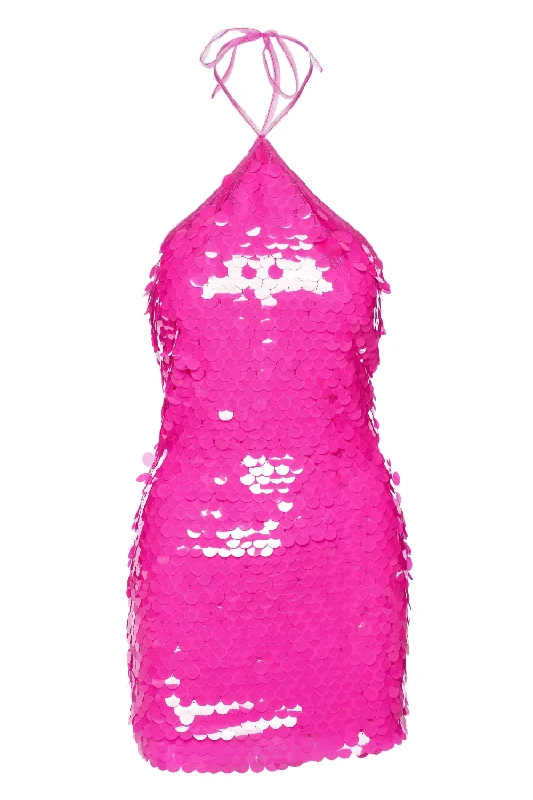 Blanca Amor Sequined Halter Mini Dress Elegant Velvet Mini Dress