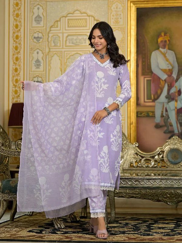 Indian Fashion Women Purple Embroidery Viscose Rayon Kurta, Pant And Dupatta Set Elegant Dress Pants