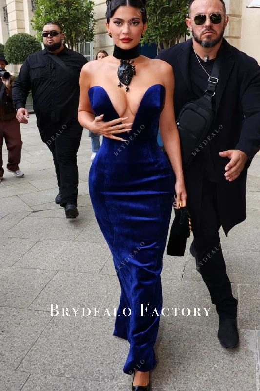 Kylie Jenner Royal Blue 2022 Schiaparelli Show Dress Bodycon Club Sequined