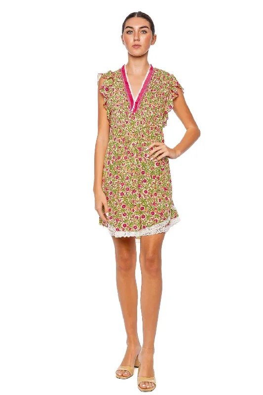 Sasha Pink Honolulu Fringe Mini Dress Elegant Lace-Up Mini Dress