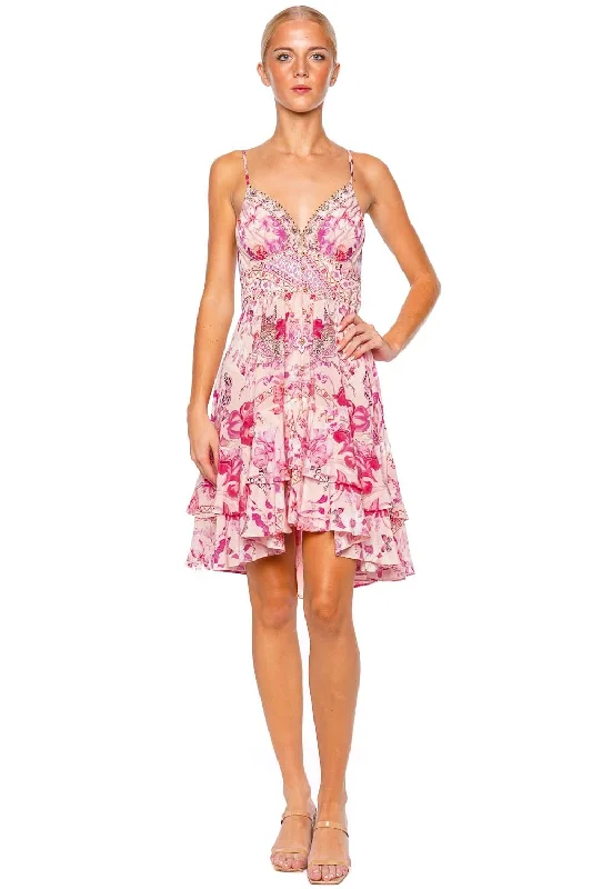 Botanical Novella Strappy Frill Mini Dress Trendy Bodycon Mini Dress