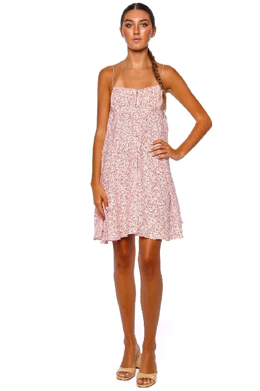 Anessa Calla Print Gathered Mini Dress Classic Floral Mini Dress