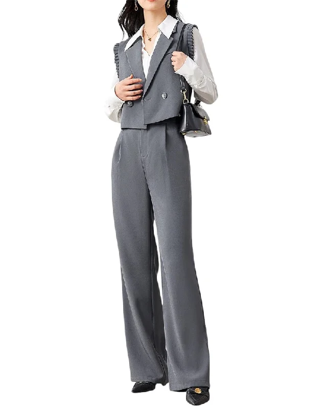 Ounixue 2Pc Vest & Pant Set Fashionable Track Pants
