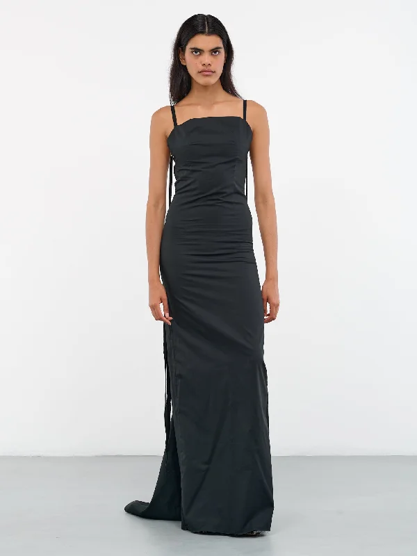Hortense Long Slip Dress (2301-W-DR07-FA028-099-BLACK) Tunics Office stylish