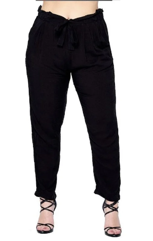 Light Weight Pants - Plus Size Casual Drawstring Pants