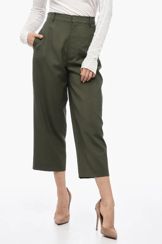 Marni TROPICAL Cropped Pants with Visible Stitching 40 Italian size Comfortable Denim Leggings
