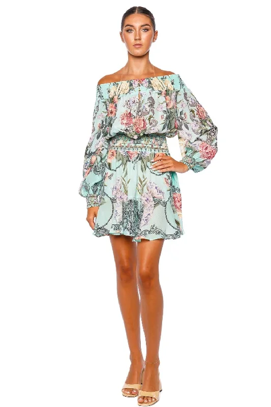 Petal Promise Land Off Shoulder Mini Dress Classic Casual Mini Dress