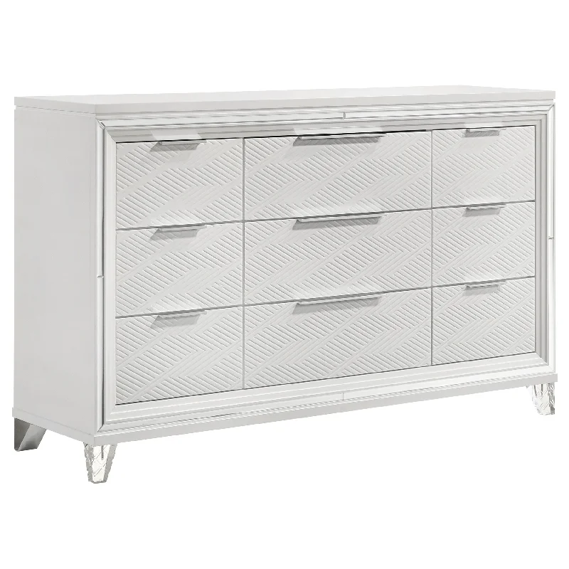 Marmore - 9-Drawer Dresser Cabinet - White Casual Short Summer
