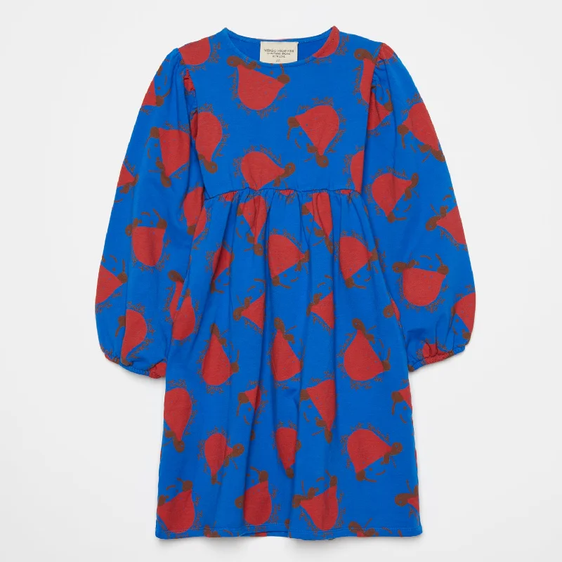 607-BLUE-TURTLE HAT DRESS Turtleneck Neckline Stylish
