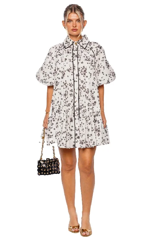 Anthea Daisy Puffed Sleeve Mini Dress Trendy Bodycon Mini Dress