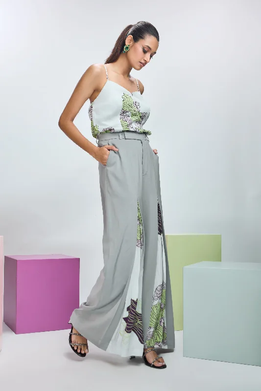 Printed Top and Flared pant with Print Detailing Elegant Palazzo Trousers