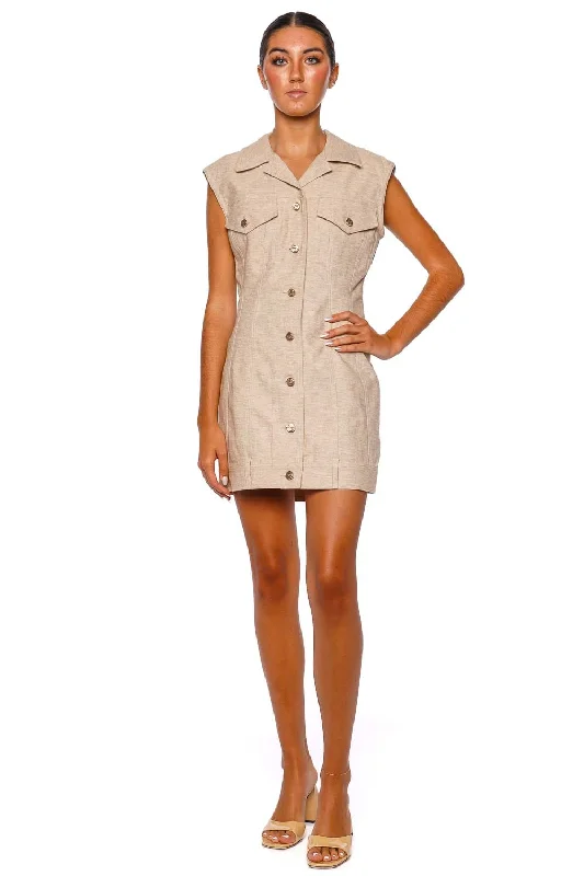 Tanith Beach Canvas Mini Dress Chic Bohemian Mini Dress