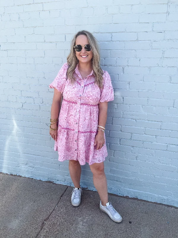 Floral Print Bubble Sleeve Mini Dress - Pink Combo Cozy Knitted Mini Dress