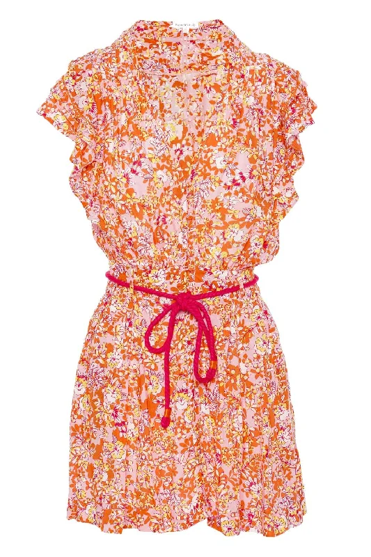 Bice Pink Sweet Bell Ruffled Mini Dress Chic Sleeveless Mini Dress