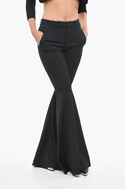 Saint Laurent Stretch Wool Flared-leg Pants with Belt Loops 36 Italian size Comfortable Denim Trousers