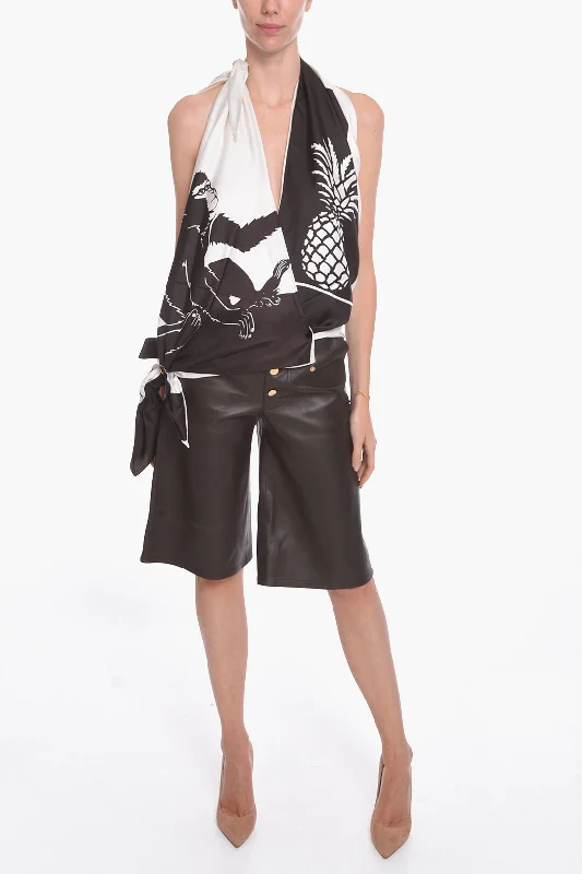 Bottega Veneta Leather Pants SEMIPLONGE Jumpsuit 42 Italian size Stylish Paperbag Waist Pants