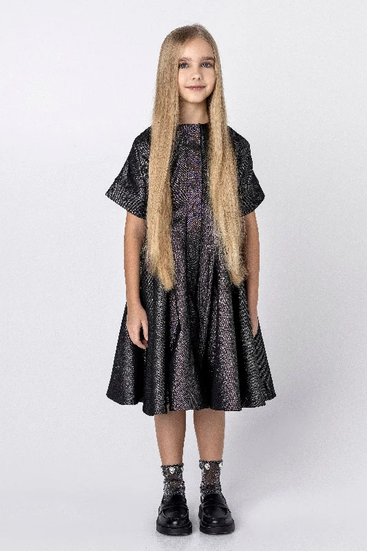 AW22-17.IVY DRESS- SHINY BLACK Tunics Corduroy durable