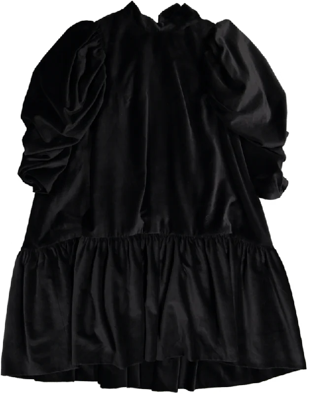 AW22-04.EVELYN DRESS- MIDNIGHT BLACK VELVET Tunics Denim casual