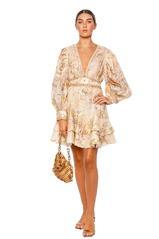 Adorned in Antiquity Buttoned Mini Dress Cozy Ruched Mini Dress