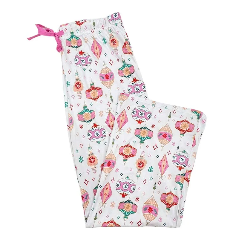 Women's Vintage Ornament Pajama Pants Lightweight Linen Pants