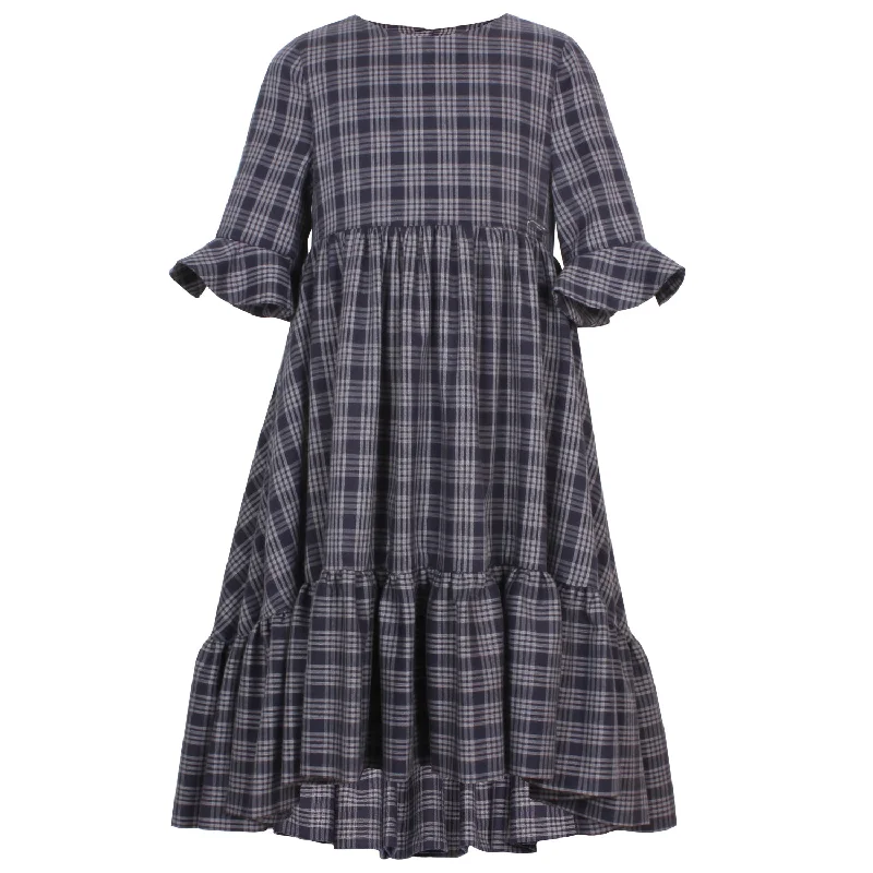 BILLIE DRESS-Fine Check Tunics Running lightweight