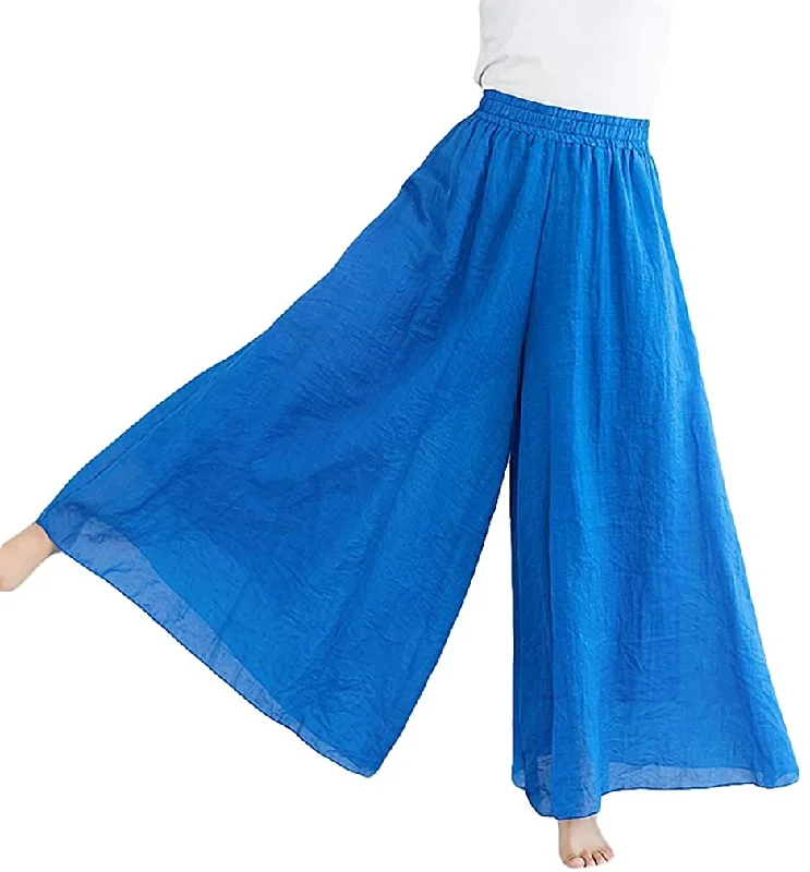 Cotton Palazzo Pants Chic Wool Trousers