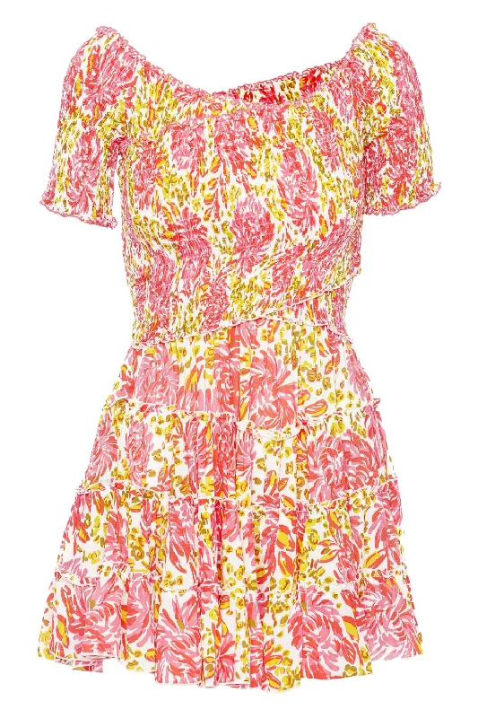 Soledad Pink Krysan Smocked Mini Dress Trendy Crossover Mini Dress