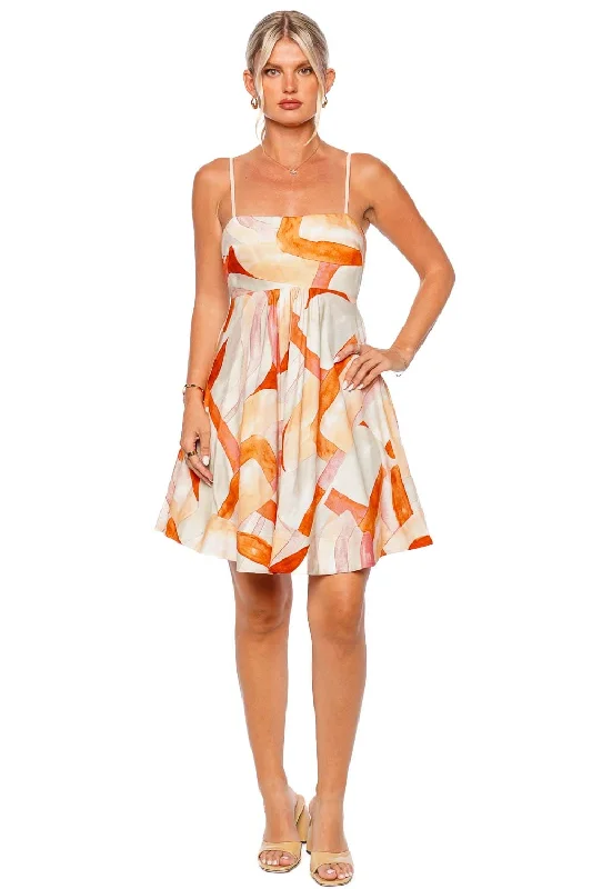 Pemberton Watercolor Printed Mini Dress Stylish Short-Sleeve Mini Dress