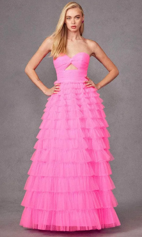 Juliet Dresses JT2456H - Strapless Tiered Ruffle Prom Gown Tunics Fleece cozy