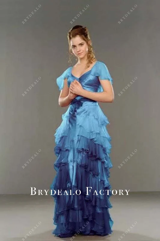 Hermione Yule Ball Dress | Carolina Blue Chiffon Christmas Party Gown Tunics Winter warm