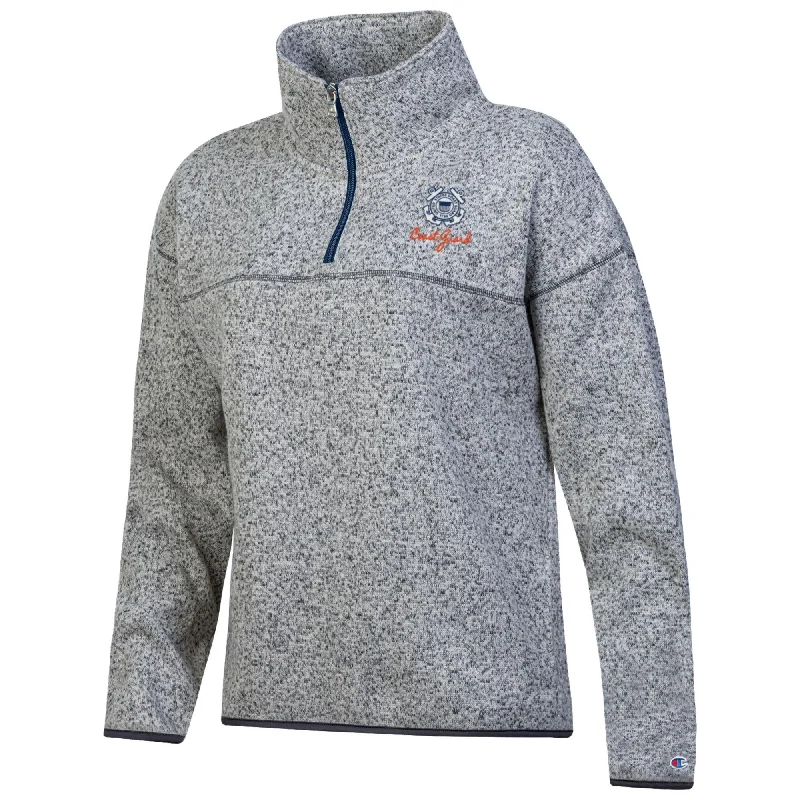 Coast Guard Champion Womens 1/4 Zip Artic Fleece Sweatshirt Oversized Hoodie Comfort Casual