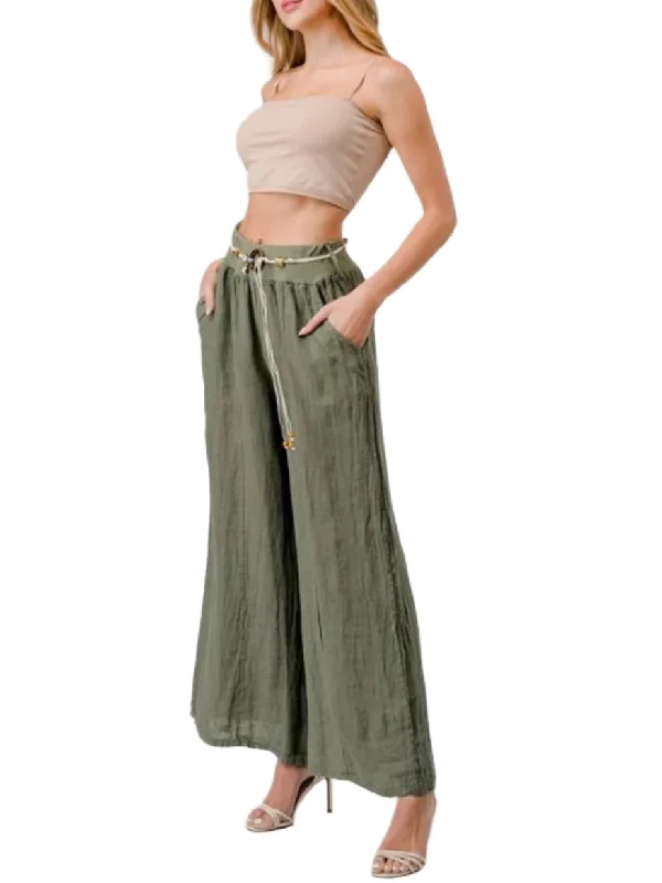 Palazzo style pants in 100% Italian Linen Comfortable Denim Leggings