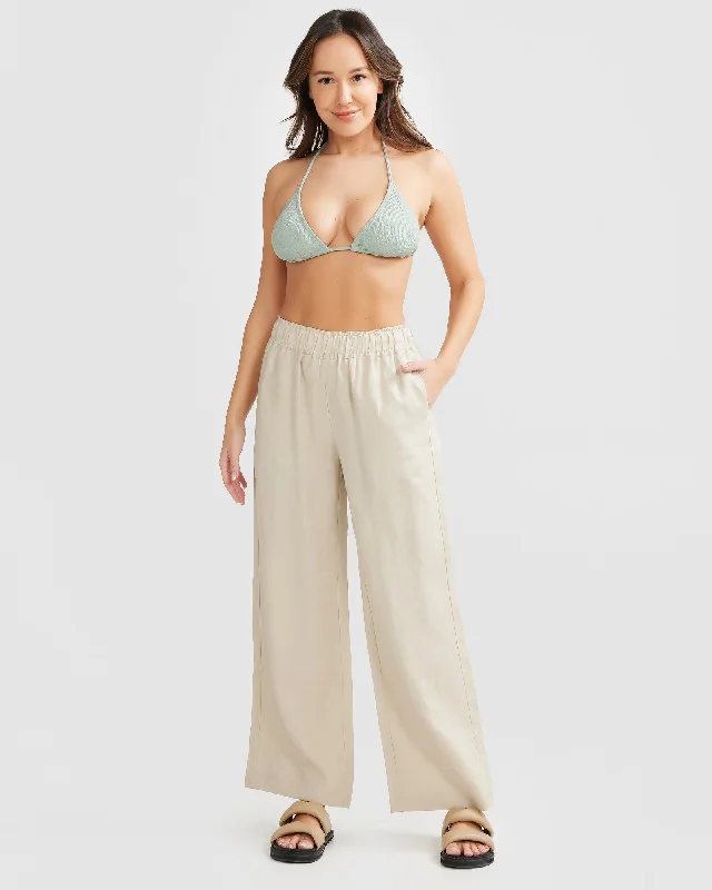 Sand Linen Pants Classic Stretch Pants