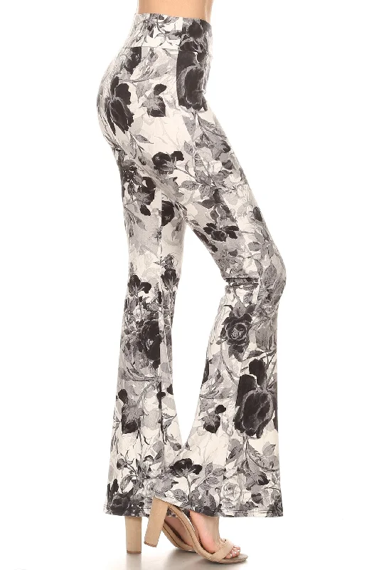 Floral printed high waisted palazzo pants Women Stylish Elastic Waist Pants