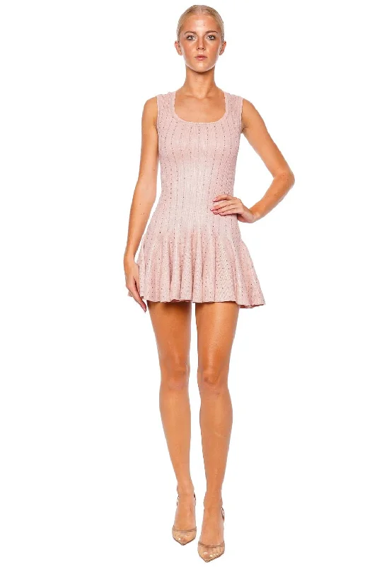 Maryanne Embellished Knit Mini Dress Stylish Short Sleeve Mini Dress