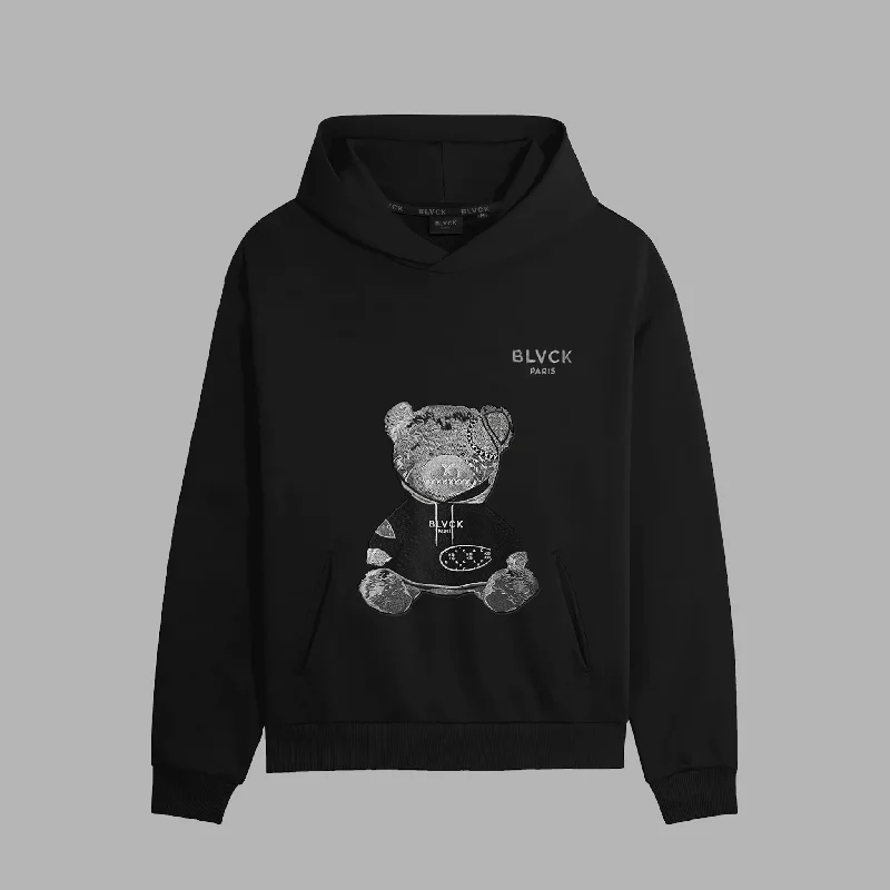 Blvck Evil Twin Teddy Bear Hoodie Hoodie with Distressed Vintage Worn