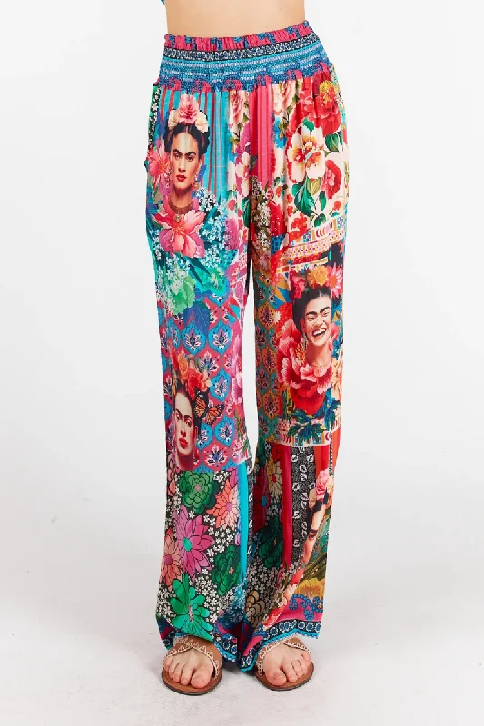 Lula Life Frida Kahlo Pant - Multi Trendy Palazzo Pants