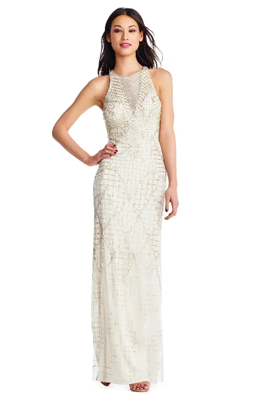 Aidan Mattox - Beaded Halter Neck Long Dress MD1E202819SC Tunics Sophisticated sleek