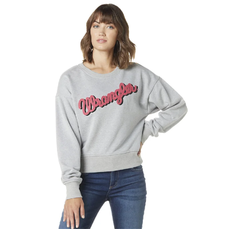 Women's Wrangler Retro® Americana Sweatshirt - Gray - 112335649 Hoodie with Lace Feminine Delicate