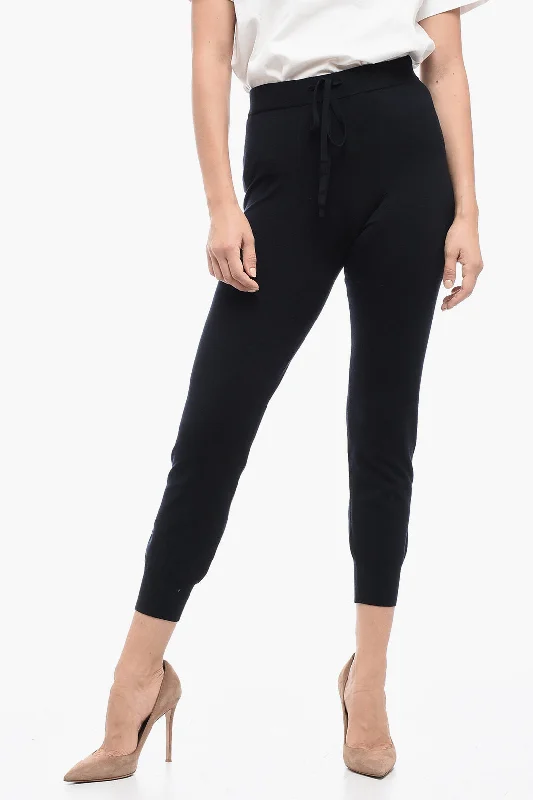 Max Mara S Drawstringed ELIA Knitted Pants M Standard size Elegant High-Waist Pants