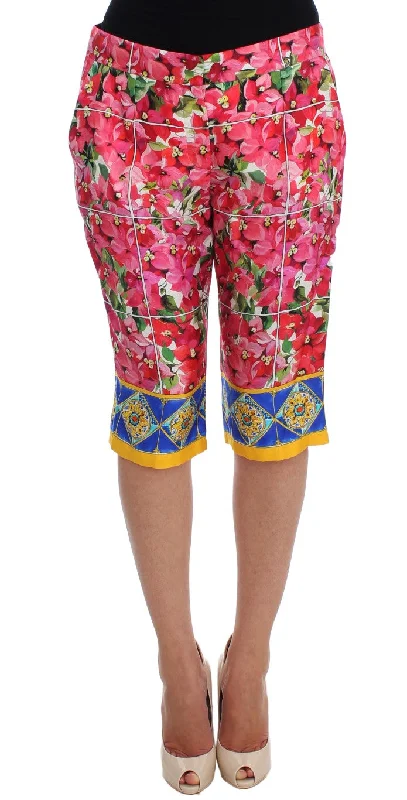 Dolce & Gabbana Multicolor Floral Silk Capri Women's Pants Cozy Knit Pants