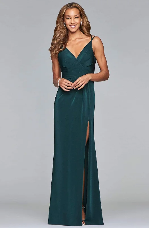 Faviana - Sleeveless High Slit Faille Satin Evening Dress 7755 Tunics Trendy modern