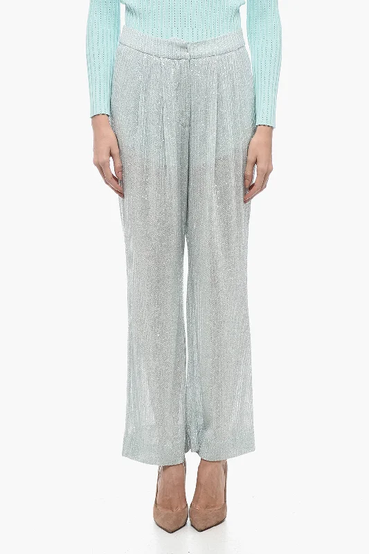 Rotate Mesh Pant with Sequined Embroidery 40 Italian size Comfortable Maternity Pants