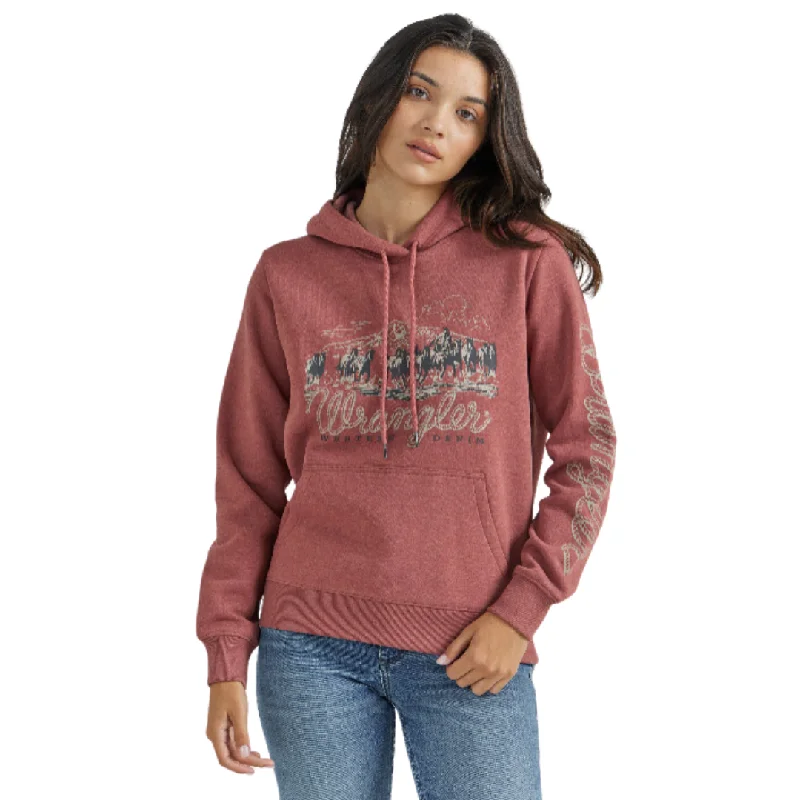 Wrangler Retro® Hoodie - Regular Fit Cowhide- 112350137 Hoodie with Print Artistic Unique