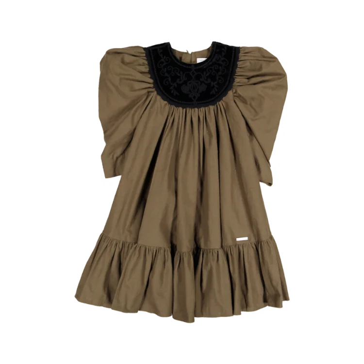 DARCY DRESS-Olive Green Tunics Polka dots