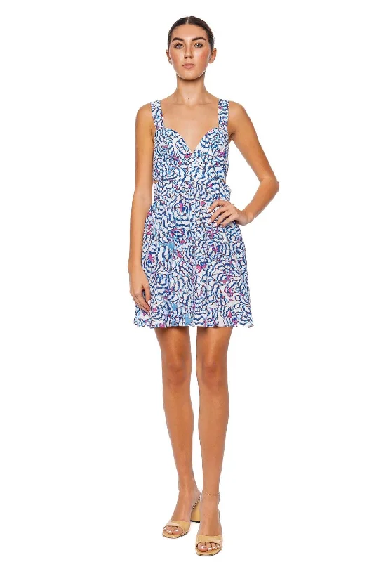 Coco Blue Wings Flower Mini Dress Chic Bohemian Mini Dress